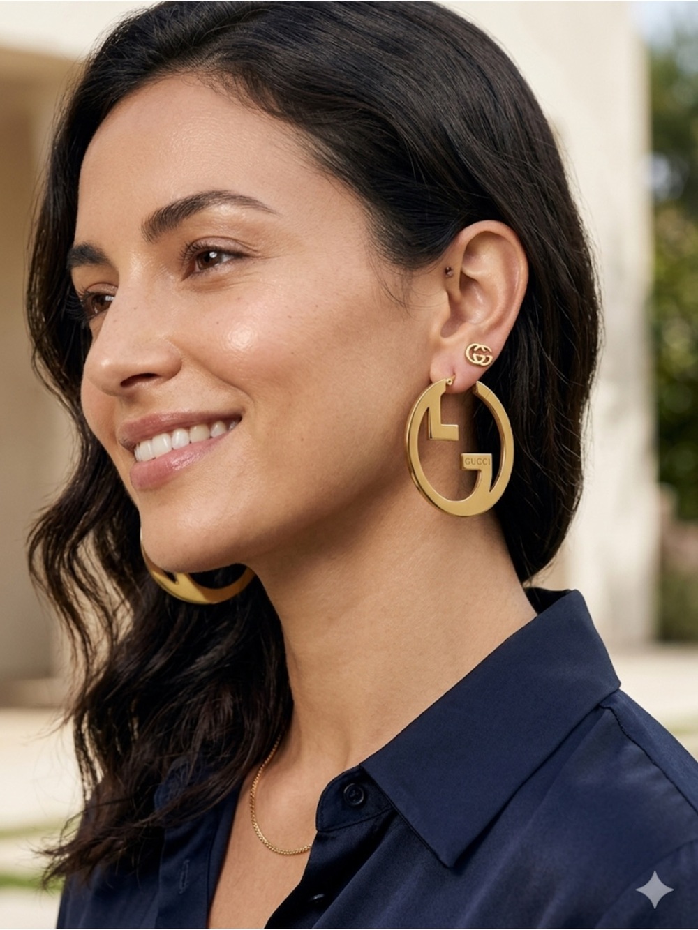 Brand New !! Gold Interlocking Hoop Earrings